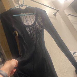 French Connection Black Bodycon Dress with Long Sleeves for Night Out